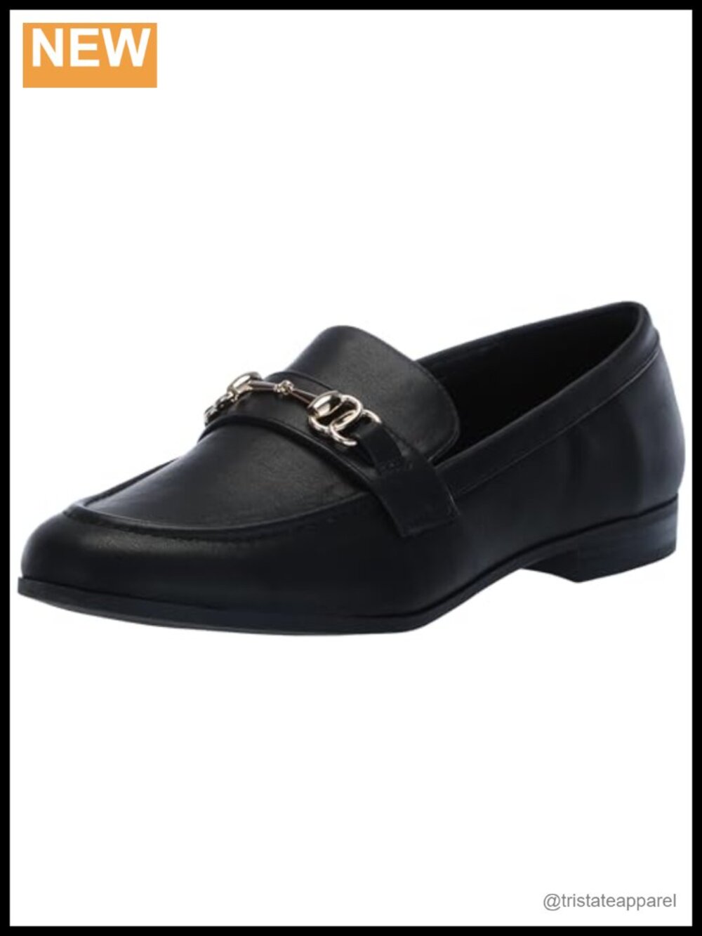 Faux Leather Almond Toe Loafers with Chain Detail Slip-On